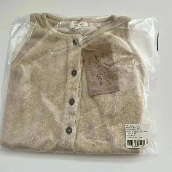 NWT The Simple Folk The Journey Romper Ecru 4/5y Organic Terry cloth - Picture 13 of 14